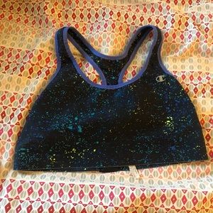 Champion sports bra blue paint splatter size M